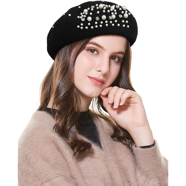 Black Beret with Silver Hoop Accents - Fashion Women\'s Hat ZARSIO French Beret Hats Punk Iron Ring Beret for Women  main image 2