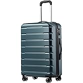 Coolife Luggage Suitcase Carry-on Spinner TSA Lock USB Port Expandable (only 28’’) Lightweight Hardside Luggage (Teal Blue, M(24in))