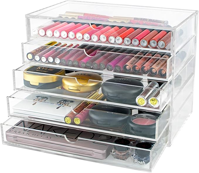 Posh 5 Tier Acrylic Makeup Organizer Large Cosmetic Beauty & Jewelry Storage Organization