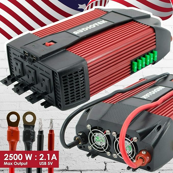 Audiotek 2500W Watt Power Inverter DC 12V AC 110V Car