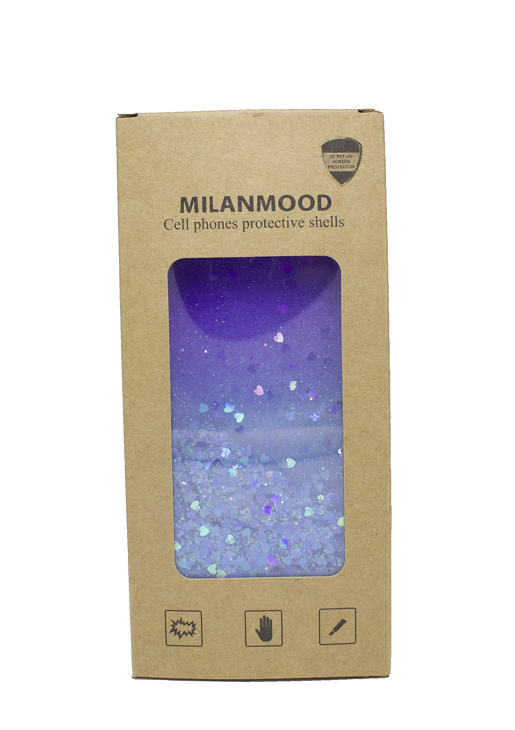 MILANMOOD iphone XR Case, Luxury Floating Glitter Case Sparkle Bling Quicksand Liquid Cover Clear TPU Bumper Cushion Reinforced Corners Girls Women Cute Case Compatible with iphone XR, Purple Blue