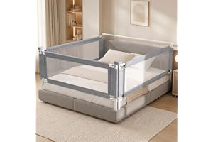 Novalithic 3-Piece King Size Bed Rail for Toddlers - Adjustable Baby Bed Rail Guard, Kids Safety Bed Rail for King Size Bed (78.7"x78.7"x74.8"-Grey)