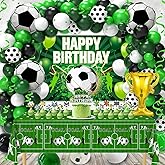 Soccer Party Decorations, 122Pcs Soccer Birthday Party Decorations Supplies with Latex Balloons Happy Birthday Banner Tablecloth Birthday Decorations for Boys Men