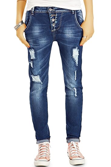 bestyledberlin Damen Relaxed Fit Jeans, Destroyed Style Boyfriend-Jeans, Baggy Hosen Loose Cut j72f