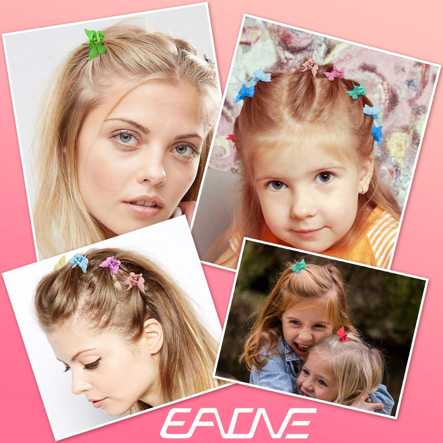 EAONE 50 Pieces Butterfly Hair Clips Mini Hair Claw Clip Jaw Clips for Girls Women with Box Package, 14 Assorted Colors : Beauty