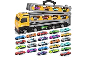 IHAHA 78 inches Transport Truck with 24pcs Die-Cast Cars Toys, Cars Toddler Toys Gifts for 2 3 4 5 6 7 Years Old Boys Girls Kids, Boys Toys Age 3-5 4-7