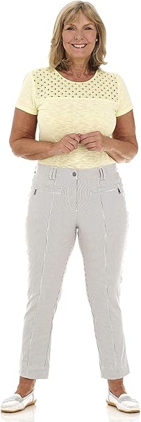 ladies white ankle grazer trousers