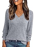 AUTOMET Womens V Neck Long Sleeve Shirt Fall