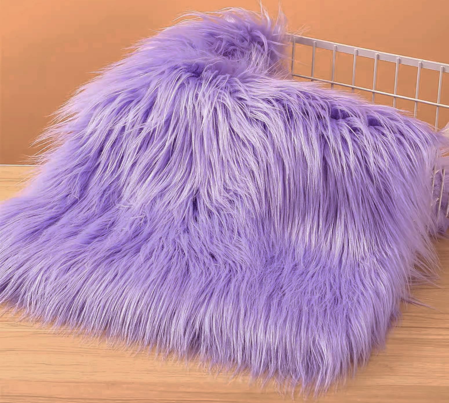 Photo 1 of 10" X 20" Inches Faux Fur Fabric Square Patches for Crafts, Sewing, Costumes, Seat Pads Purple