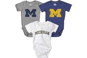 Wes and Willy Baby College Team 3 Pack of Cotton Rompers