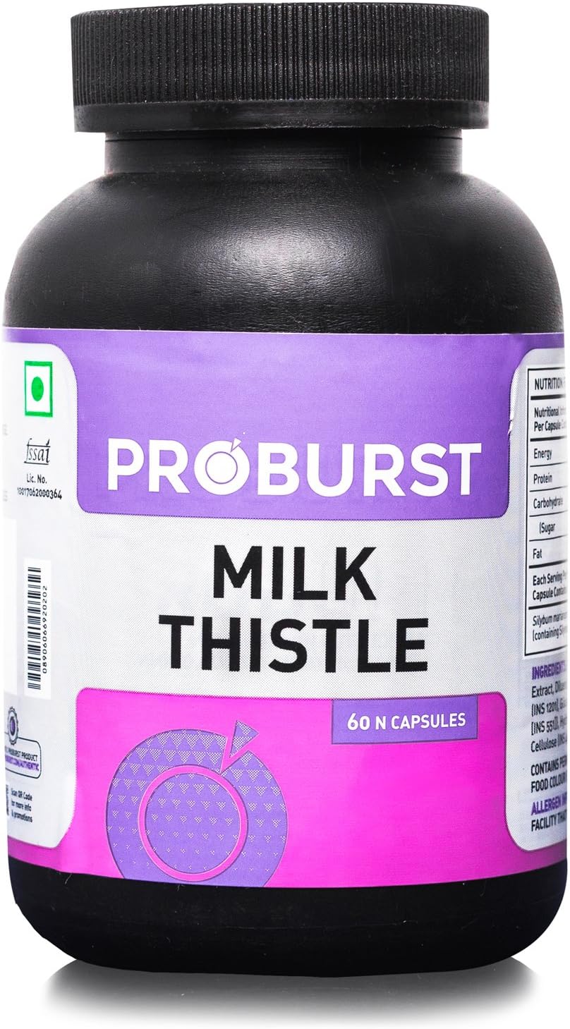 Proburst Milk Thistle Silymarin Liver Cleanse Detox Supplement 420 Mg 60 Capsules