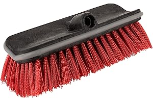 MILOO Hard Bristle Deck Brush 11 Inches - Bi-Level Scrub Brush Extension Pole Attachment - Long Hand Scrub Brush for Deck, House Vinyl Siding, Brick, Concrete, Wood Panels (Pole Not Included)