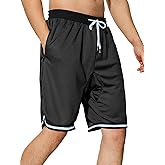 Men's Basketball Shorts with Zipper Pockets Lightweight Quick Dry Mesh Athletic Running Shorts