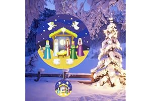 AKAIXI Christmas Wind Spinner Nativity Decorations - 12 Inch 3D Nativity Scene Door Decoration Christmas Ornament Hanging Stainless Steel Wind Sculptures Bird Deterrent for Yard and Garden Outdoor Indoor