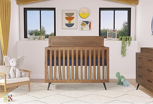 Evolur Stilnovo Mid Century 4-in-1 Convertible Crib in Sugarcane - Main Image