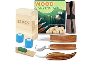 K KERNOWO Wood Carving Kit, 20pcs Wood Whittling Kit with 12pcs Basswood Blocks&3pcs Wood Carving Knives&Safety Adherent Wraps, Wood Whittling Tools Kit for Beginners