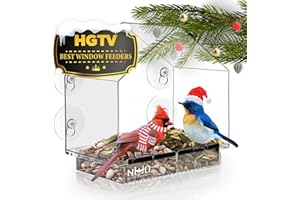 NATURE'S HANGOUT Window Bird Feeder with Strong Suction Cups, Clear Window Bird Feeders for Outside - Transparent Bird House, Balcony Glass Mount, Acrylic Cat, Kids & Elderly Viewing Clear Bird Feeder for Window Perch