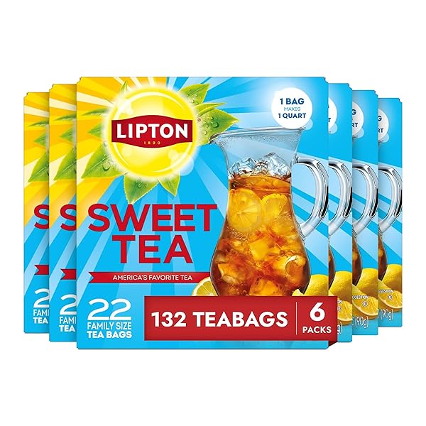 LIPTON SOUTHERN SWEET ICED TEA BAGS, FAMILY SIZE ZERO CALORIES, 132 TOTAL BAGS 22 CT – PACK