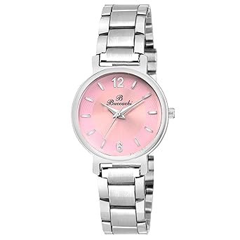 Analouge Water Resistant Silver Strap Round Dial Watches For Women/Girls (Pink)