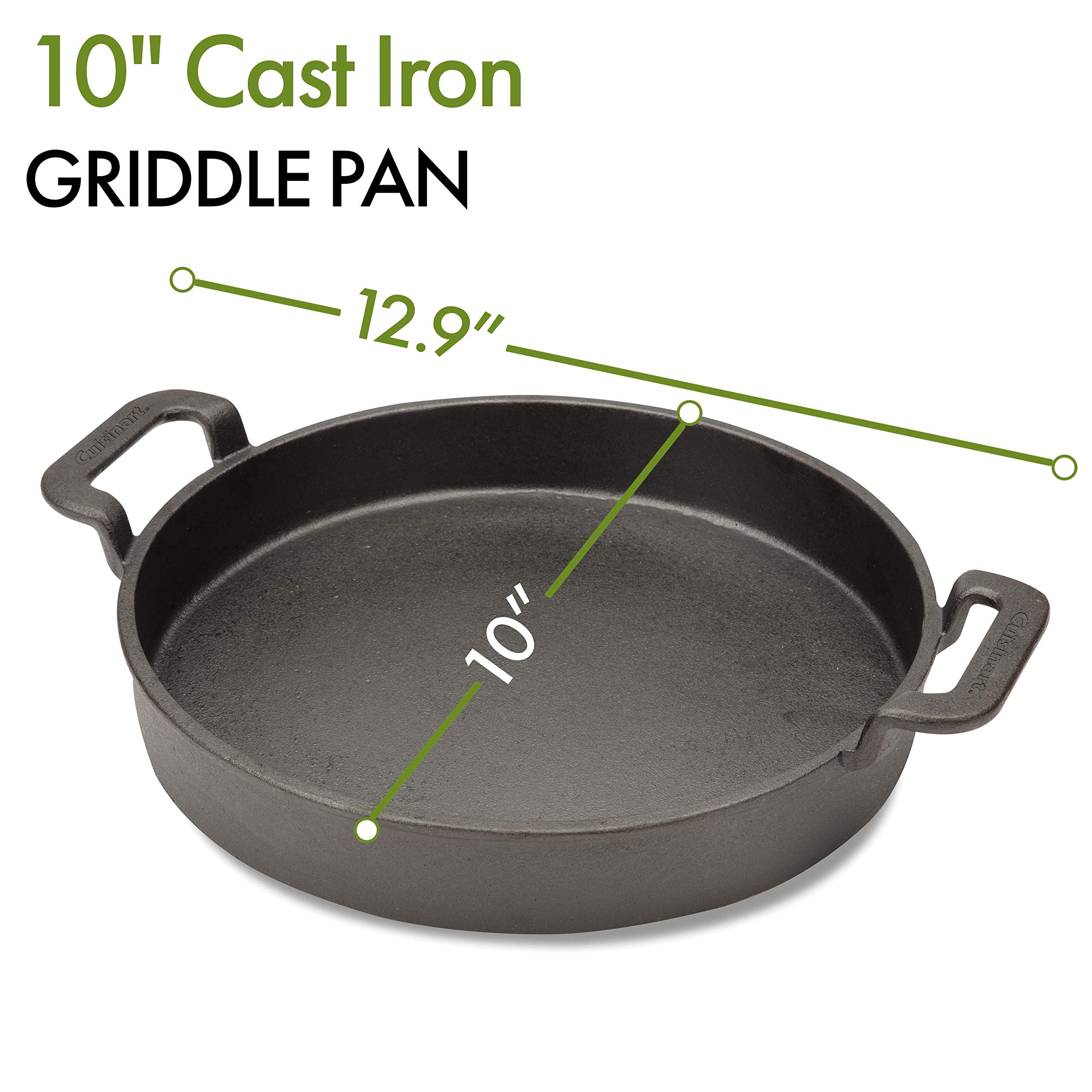Cuisinart CCP-1000, Pre-Seasoned Cast Iron Griddle Pan, 10