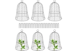ZeJlo Plant Protectors from Animals, (6 Packs) 12.6" Diameter x 16.5" Height Garden Chicken Wire Cloche, Sturdy Metal Cage Ga