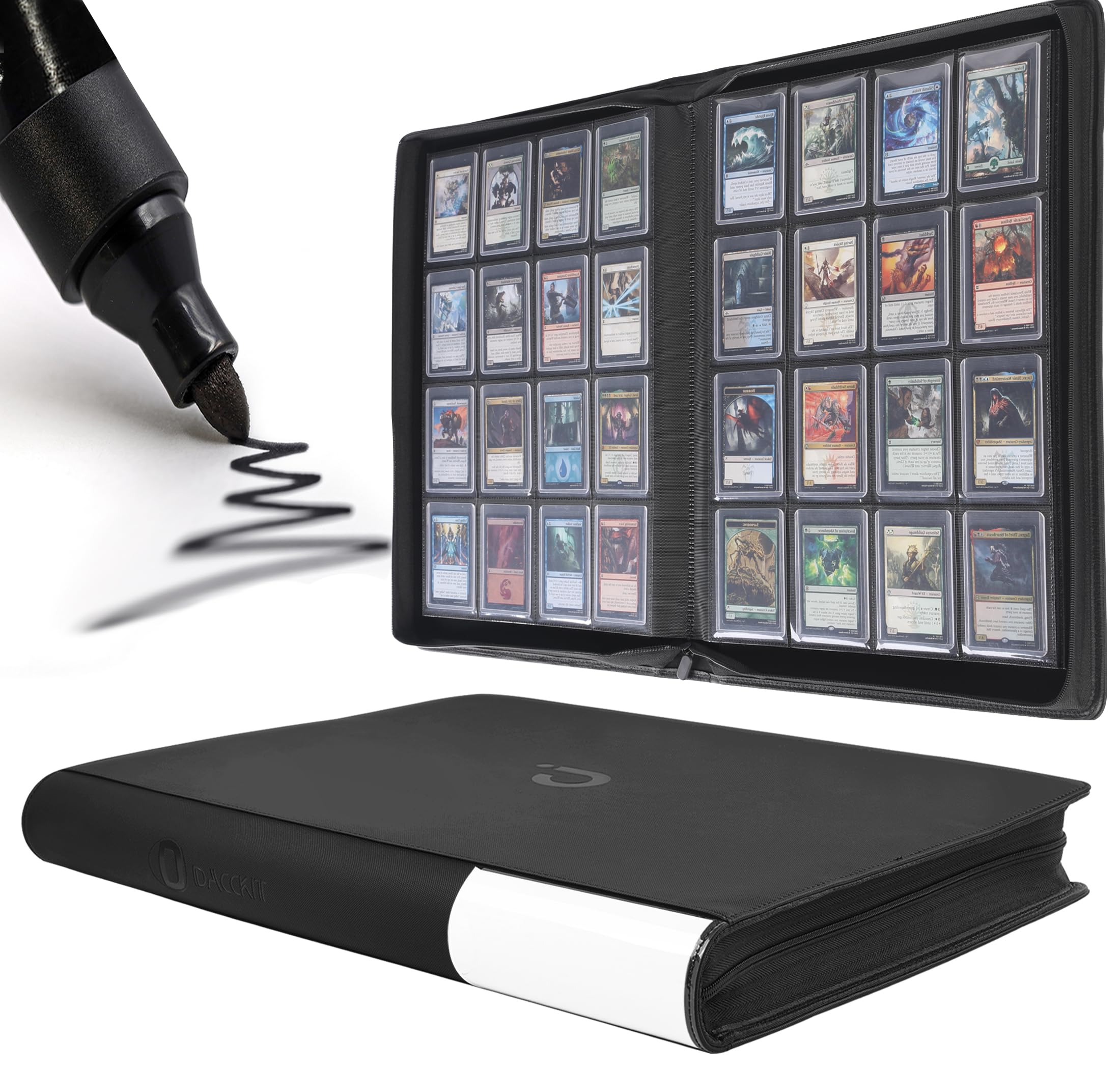 Toploader Binder 16 Pocket - Fits 640 Cards, Premium 4x4 Ringless Card Binder with Sleeves Compatible with 3"X4" Top Loaders（Model A，Classic Black） — image 1