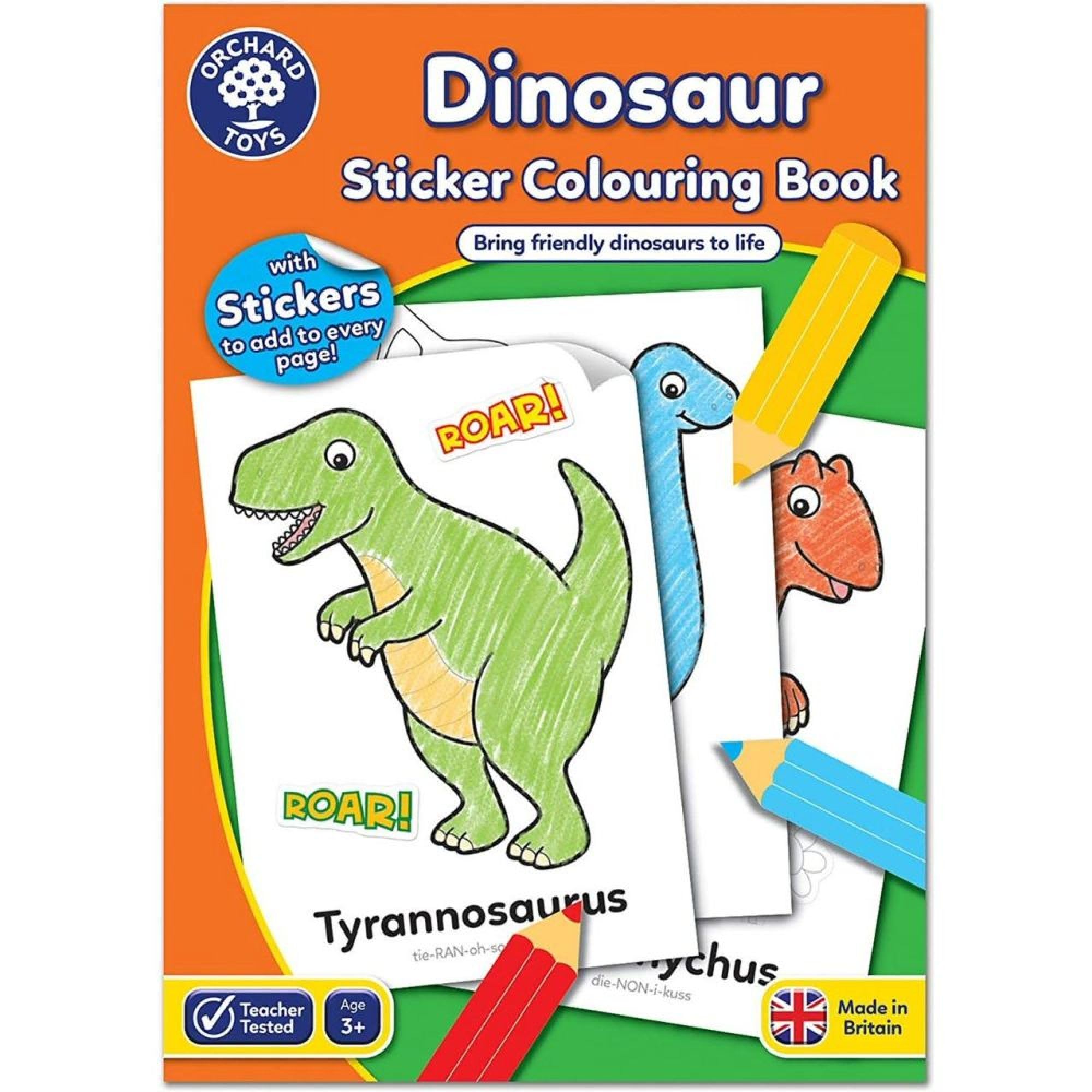 Orchard Toys Dinosaur Sticker Colouring Activity Book - Educational Activity Book - Colour in Dinosaurs - Kids 3 Years +, Perfect for Parties, A4 โ image 1