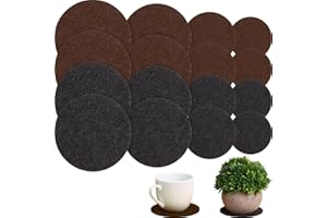 Patelai 16 Pieces Plant Coasters 4 Sizes Felt Cork Plant Reversible Round 4/6/ 8/10 Inch Fabric Cork Trivets Pads for Drinks Absorbent Waterproof Tray Pot for House Indoor(Dark Brown, Charcoal)
