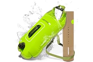 HIEMAL32 Swim Buoy for Open Water with Dry Bag 15L - Fully Waterproof Swim Bubble - Be Safe with Higher Visibility, Toughened Nylon and Rest Handle Swimming Buoy - Open Water Buoy for All Season Swimmers