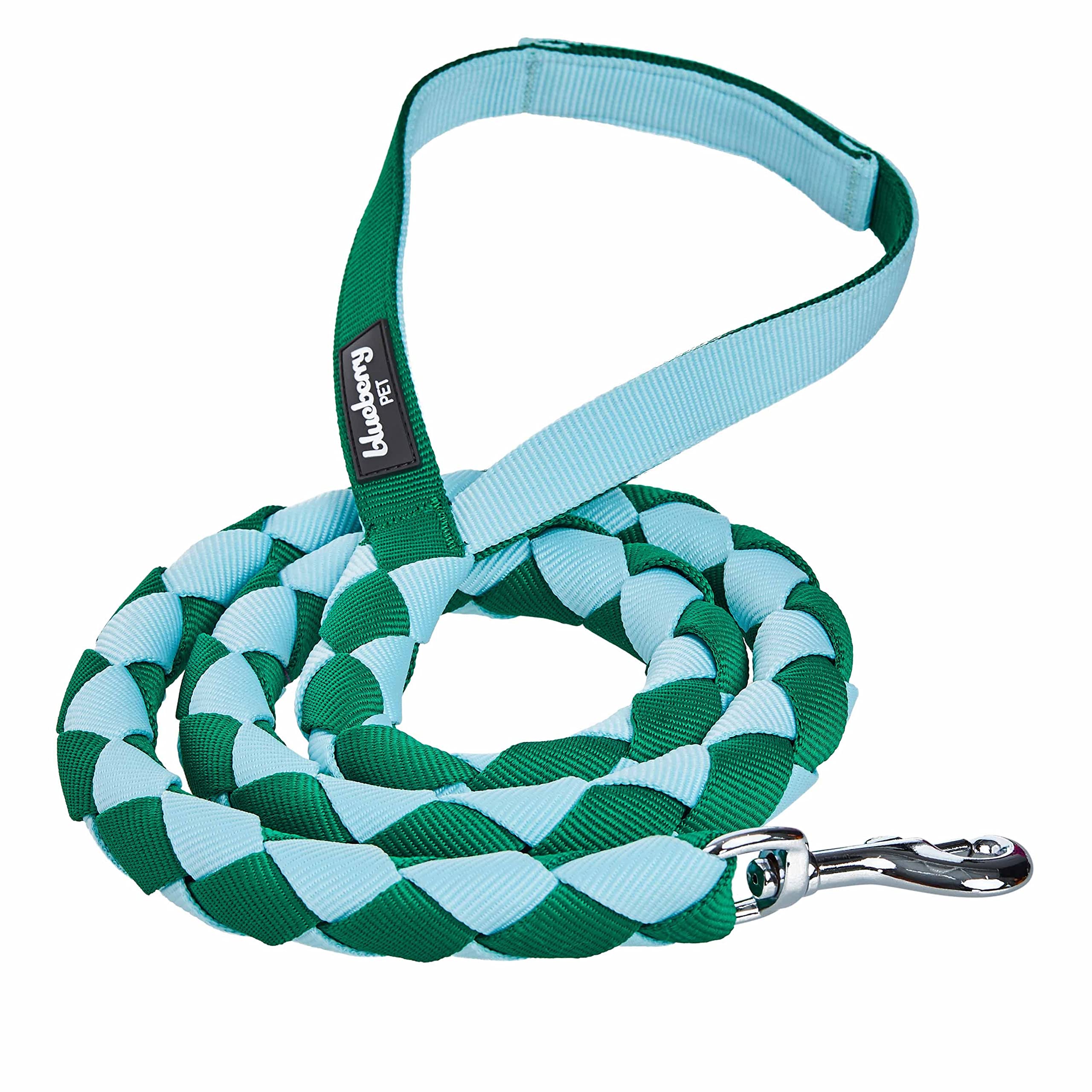 Blueberry Pet Iconic Double-weave Handmade Dog Rope Leash, Sky Blue and Dark Green, 120cm, Strong Leashes for Dogs