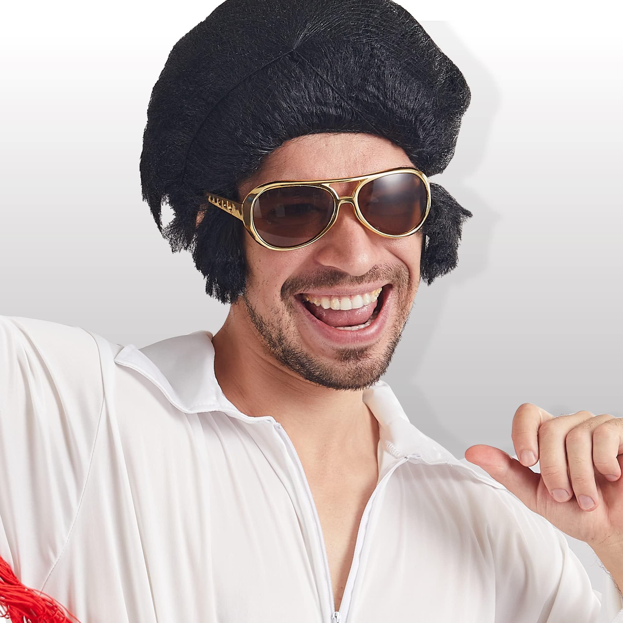 Spooktacular Creations Gold Sunglasses Disco Glasses, 50’s 60’s 70's Glasses for Halloween Party Costume Rockstar Accessories, Gold Celebrity Sunglasses for women and men