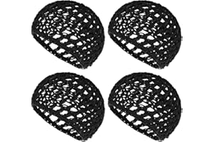 WLLHYF 4 Pack Hair Nets Cap Crochet Knit Snood Bonnets Sleeping Hairnet Fitted Hair Cover Wrap Comfortable Haircare Wave Cap for Keep Curls Ballet Serving Shower Bath Head Circumference 20-22in