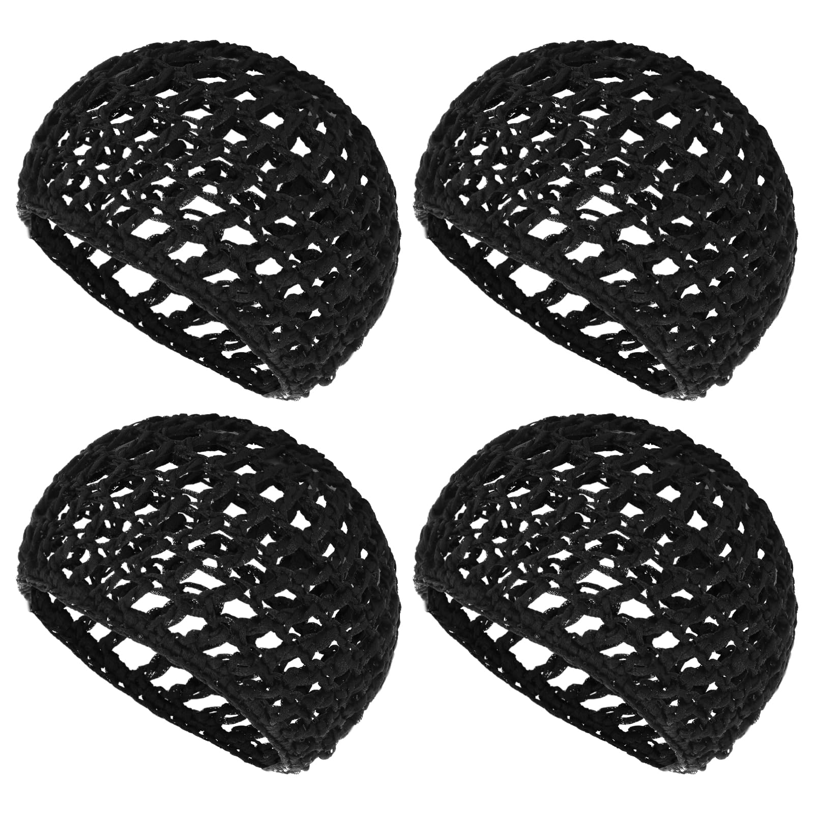 WLLHYF 4 Pack Hair Nets Cap Crochet Snood Bonnets Knit Sleeping Hairnet Fitted Hair Cover Wrap Comfortable Haircare Wave Cap for Women Keep Curls Ballet Serving Tidy Shower Bath Beauty