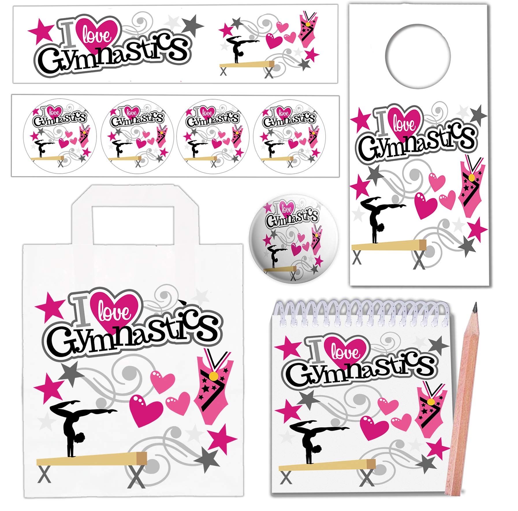 AK Giftshop Gymnastics Party Bags with Fillers (12 Sets)