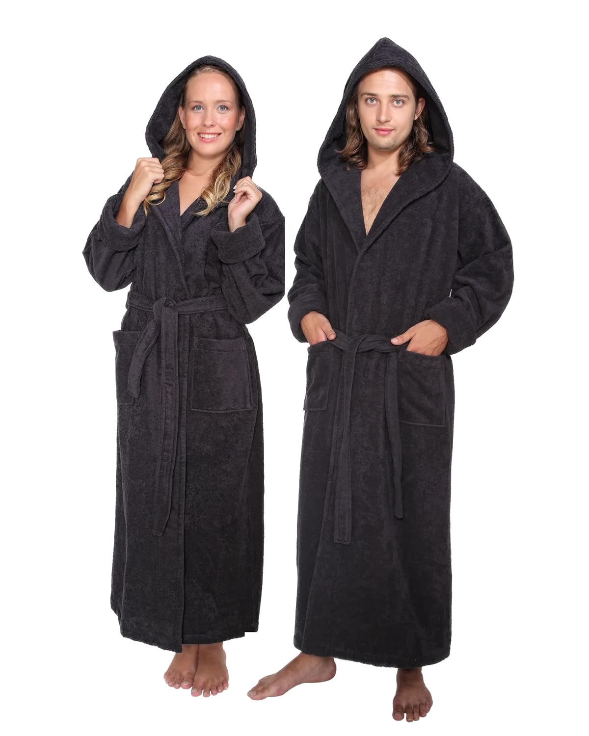 Women's and Men's Hooded Full Ankle Length Bathrobe [Style Hood'n Full