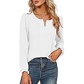Blooming Jelly Womens Tops Dressy Casual Long Sleeve Shirts V Neck Chiffon Blouses Fall Outfits for Women 2025