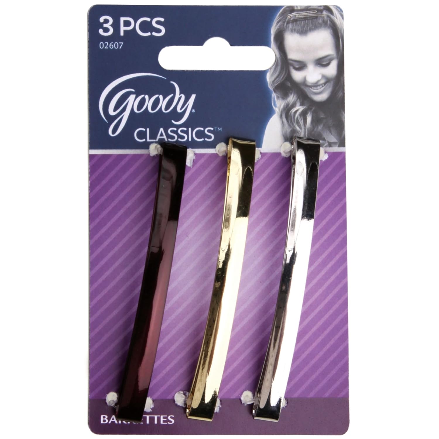 Goody Stay Tight Metal Hair Barrettes 3" #02607 - Assorted Colors - 3 Count - 2 Packs : Beauty