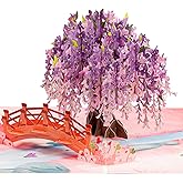 Frndly by Paper Love 3D Wisteria Tree Pop Up Valentines Day Card, Gift for Valentines Day, Mothers Day, Birthday, Wedding, Anniversary, All Occasion - Handcrafted, 100% Recycled and Eco-Friendly, 8" x 6" Cover - Includes Envelope and Note Tag
