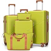 Cosbarn Luggage Sets, Durable 20,24,28 inch Suitcase Sets With Wheels | ABS Hardshell Sets Includes 20, 24&amp;28inch Suitcase, Duffel, Toiletry Bags, TSA lock, Spinner Wheels,Checked Family Travel