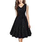 Laksmi Women Fashion Summer Vintage Sleeveless A Line V Neck Lace Bridesmaid Long Dress