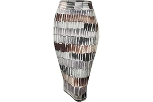 Made By Johnny Women's Premium Scuba Stretch High Waist Pencil Skirt Below Knee for Office Wear