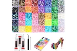 Colorful DIY Resin Rhinestone Kit, 30000 Pcs Multicolor Book Bedazzling Kit, 2-3 mm Bedazzling Kits Small Gems for Diamond Ar
