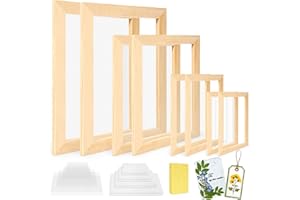 Caydo 4 Size Paper Making Kit, A4 A5 A6 A7 Paper Making Screen Wooden Frame Kit, Mould and Deckle with Mesh, Absorbent Papers