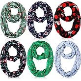 Handepo 6 Pcs Christmas Infinity Scarf Lightweight Holiday Loop Sheer Scarves Sheer Infinity Women's Scarves (Classic Style)