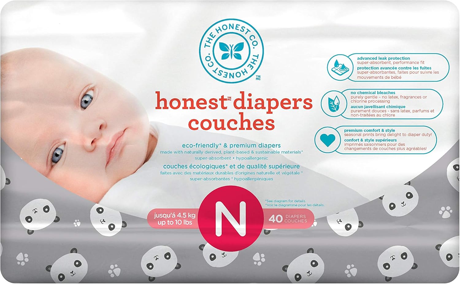 The Honest Company Disposable Diapers Pandas Print Polybag Newborn 40 Count Amazon Ca Health Personal Care