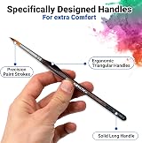 DOTnTICK 10-Piece Paint Brush Set with Triangular Handles – Acrylic, Oil, view 4
