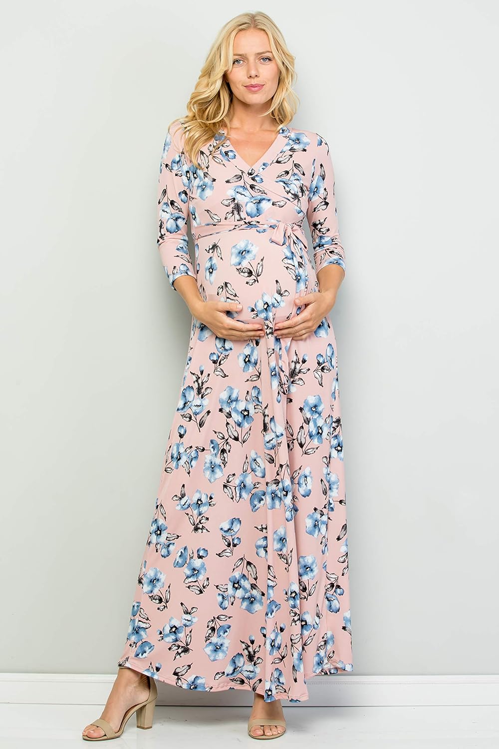 My Bump Maternity Maxi Wrap Dress(Made in USA) at  Women’s Clothing store