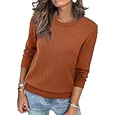 Sampeel Womens Sweaters Crew Neck Long Sleeve Tops Knit Soft Pullover Sweaters Cozy Dressy Casual Shirts Fashion Clothing