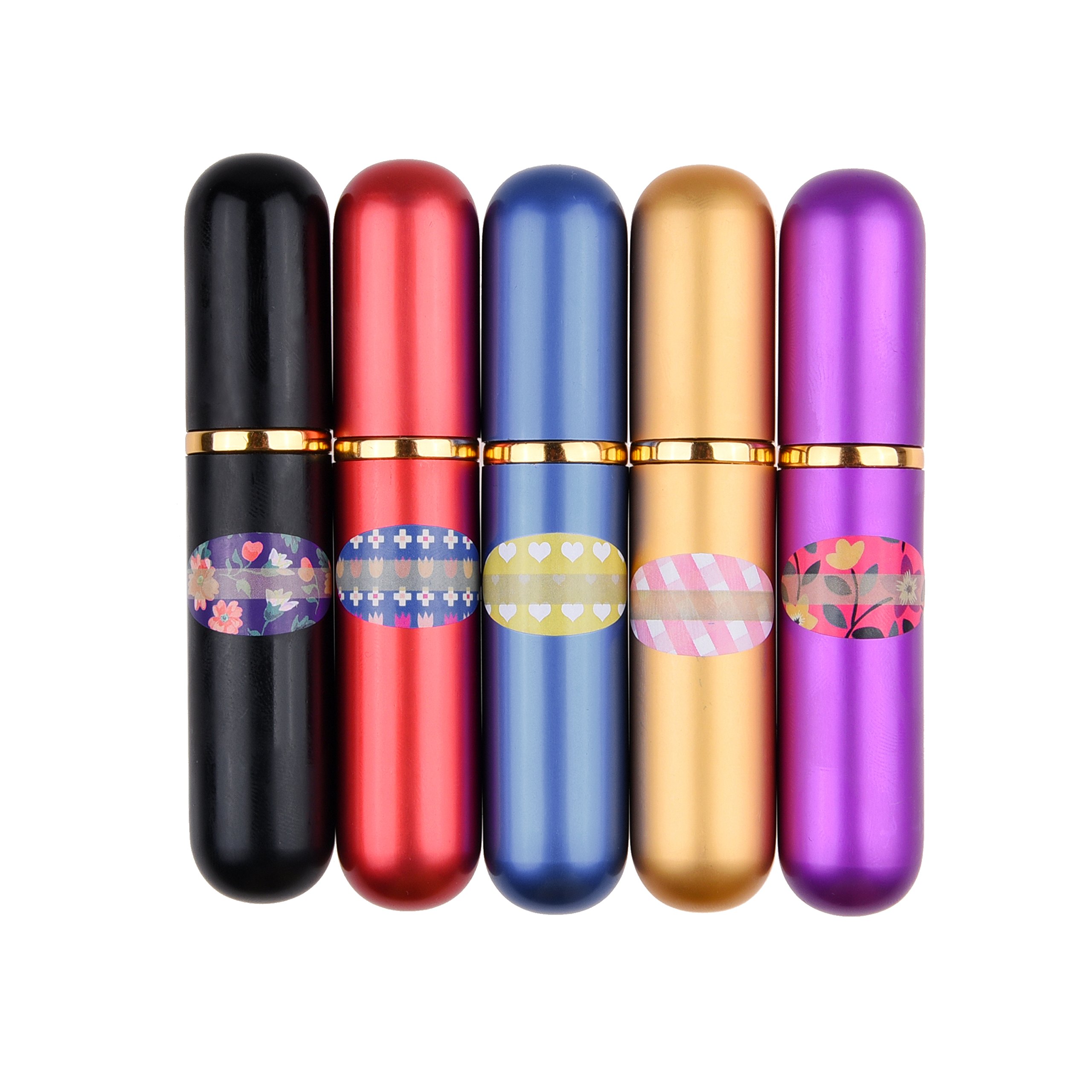 Kare & Kind Inhaler Tubes- Aluminum and Glass - For DIY Essential Oil Aromatherapy Use - Refillable - 5 elegant inhaler tubes, 25 wicks, 1 opening tool, 78 writable stickers, 2 mini droppers