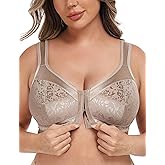 Wingslove Women's Full Coverage Front Closure Minimizer Bra Plus Size Wirefree Bras Comfort Non Padded Wide Straps Support